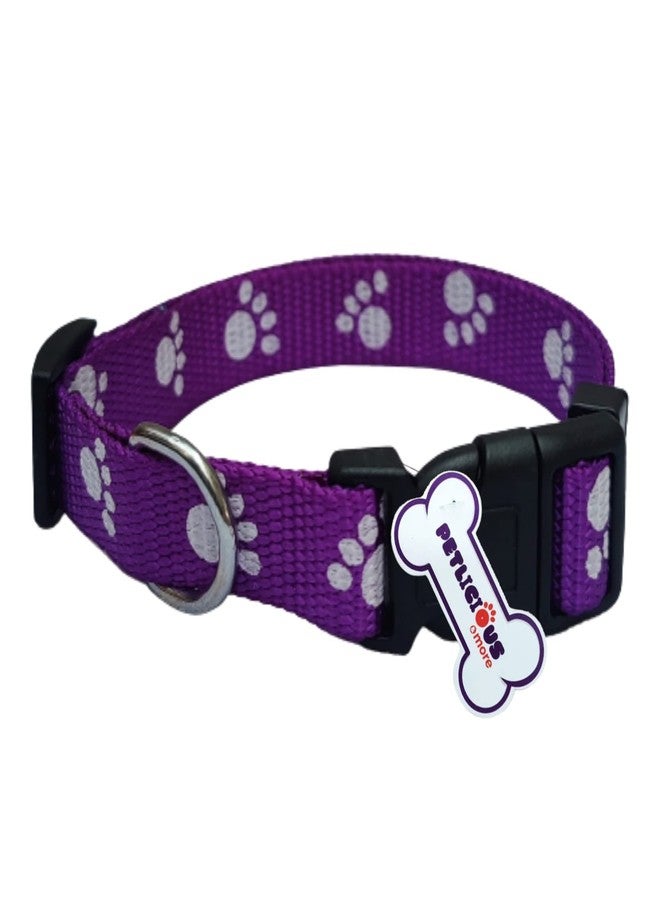 PETLICIOUS & MORE طوق Petlicious & More® بتصميم طبعة مخلب لطيف للكلاب الصغيرة والجراء والقطط (المقاس 15 مم، اللون البنفسجي) - Image 1